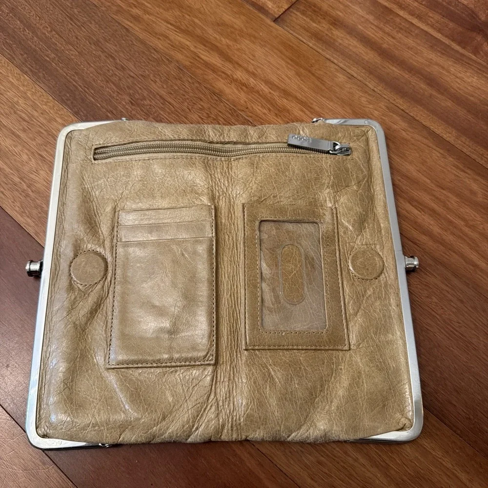 Hobo International Lauren Double Frame Folding Wallet Clutch Leather Fair/Used